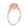 Oval Morganite and 0.15 CT. T.W. Diamond Double Cushion Frame Split Shank Ring in 10K Rose Gold