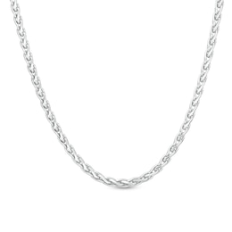3.5mm Diamond-Cut Wheat Chain Necklace in Solid Sterling Silver  - 22&quot;
