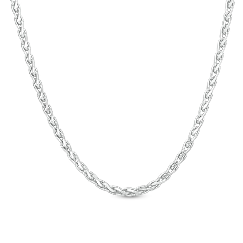3.5mm Diamond-Cut Wheat Chain Necklace in Solid Sterling Silver  - 22"