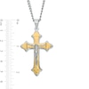 Thumbnail Image 1 of Crucifix Pendant in Stainless Steel with Yellow Ion-Plate – 24"