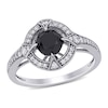 1.21 CT. T.W. Enhanced Black and White Diamond Frame Vintage-Style Engagement Ring in 14K White Gold