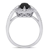 1.21 CT. T.W. Enhanced Black and White Diamond Frame Vintage-Style Engagement Ring in 14K White Gold