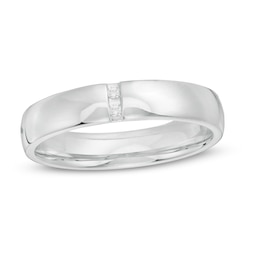 0.04 CT. T.W. Diamond Vertical Two Stone Wedding Band in Platinum