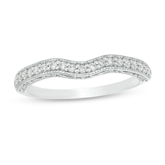 0.147 CT. T.W. Diamond Vintage-Style Contour Wedding Band in Platinum