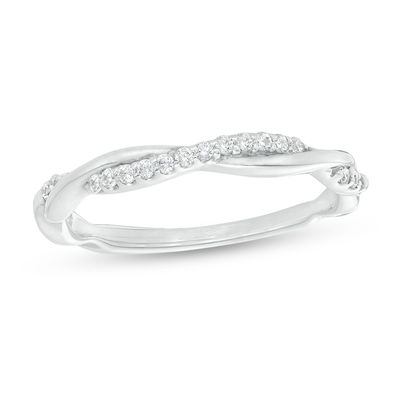 0.09 CT. T.W. Diamond Twist Wedding Band in Platinum