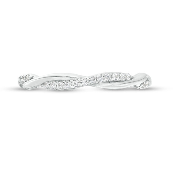 0.09 CT. T.W. Diamond Twist Wedding Band in Platinum