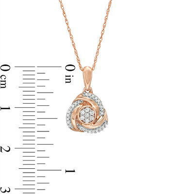 0.065 CT. T.W. Multi-Diamond Love Knot Pendant in 10K Rose Gold