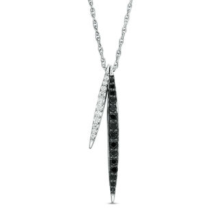 0.18 CT. T.W. Enhanced Black and White Diamond Vertical Bars Pendant in Sterling Silver