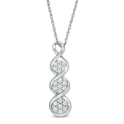 0.18 CT. T.W. Multi-Diamond Triple Drop Pendant in 10K White Gold