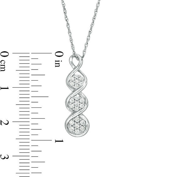 0.18 CT. T.W. Multi-Diamond Triple Drop Pendant in 10K White Gold