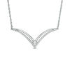 Thumbnail Image 1 of 0.145 CT. T.W. Diamond Double Row &quot;V&quot; Necklace in Sterling Silver - 16.5&quot;