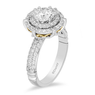 Enchanted Disney Aladdin 1.50 CT. T.W. Diamond Double Frame Engagement Ring in 14K Two-Tone Gold