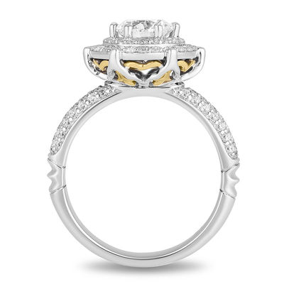 Enchanted Disney Aladdin 1.50 CT. T.W. Diamond Double Frame Engagement Ring in 14K Two-Tone Gold