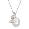 Thumbnail Image 0 of 0.065 CT. T.W. Diamond Paw Print Disc and Dog Bone Charm Pendant in Sterling Silver and 10K Rose Gold