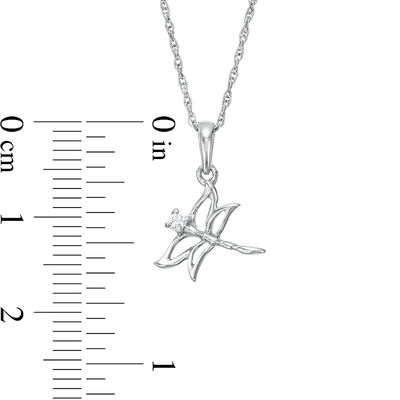 Diamond Accent Tilted Dragonfly Pendant in Sterling Silver