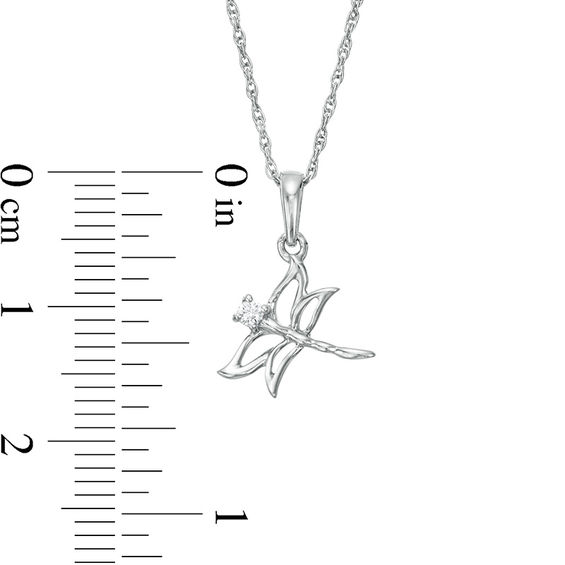 Diamond Accent Tilted Dragonfly Pendant in Sterling Silver