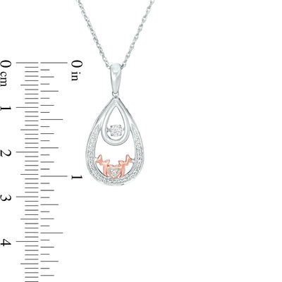 Unstoppable Love™ 0.116 CT. T.W. Diamond "MOM" Double Teardrop Pendant in Sterling Silver and 10K Rose Gold