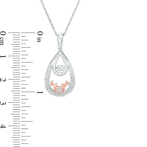 Unstoppable Love™ 0.116 CT. T.W. Diamond "MOM" Double Teardrop Pendant in Sterling Silver and 10K Rose Gold