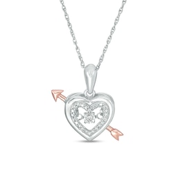Unstoppable Love™ Diamond Accent Heart Frame with Arrow Pendant in Sterling Silver and 10K Rose Gold