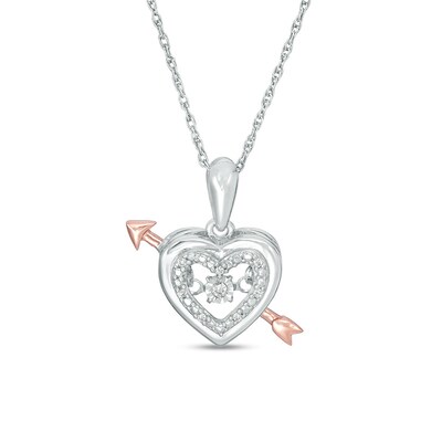 Unstoppable Love™ Diamond Accent Heart Frame with Arrow Pendant in Sterling Silver and 10K Rose Gold