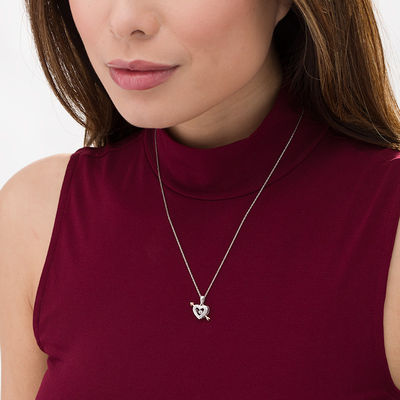 Unstoppable Love™ Diamond Accent Heart Frame with Arrow Pendant in Sterling Silver and 10K Rose Gold