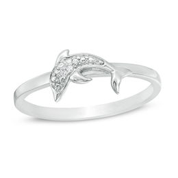 Diamond Accent Dolphin Stackable Ring in Sterling Silver