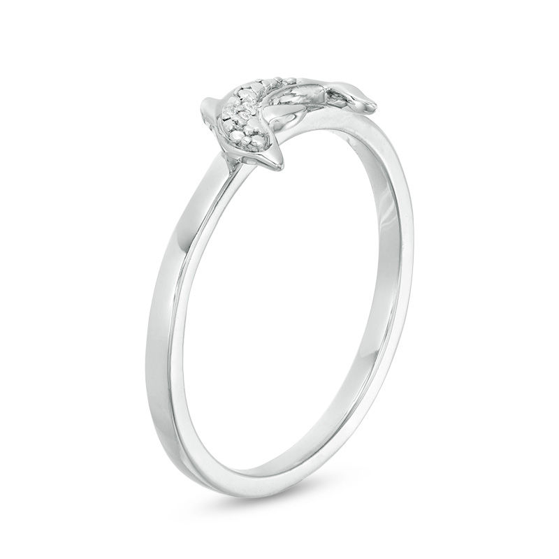 Diamond Accent Dolphin Stackable Ring in Sterling Silver|Peoples Jewellers
