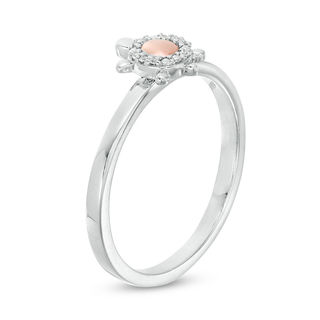 Diamond Accent Turtle Stackable Ring in Sterling Silver and 10K Rose Gold