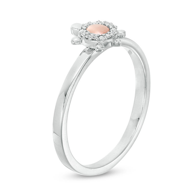 Diamond Accent Turtle Stackable Ring in Sterling Silver and 10K Rose Gold|Peoples Jewellers