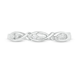 Diamond Accent Ichthys Stackable Ring in Sterling Silver