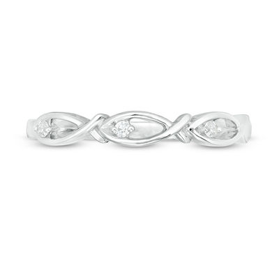 Diamond Accent Ichthys Stackable Ring in Sterling Silver