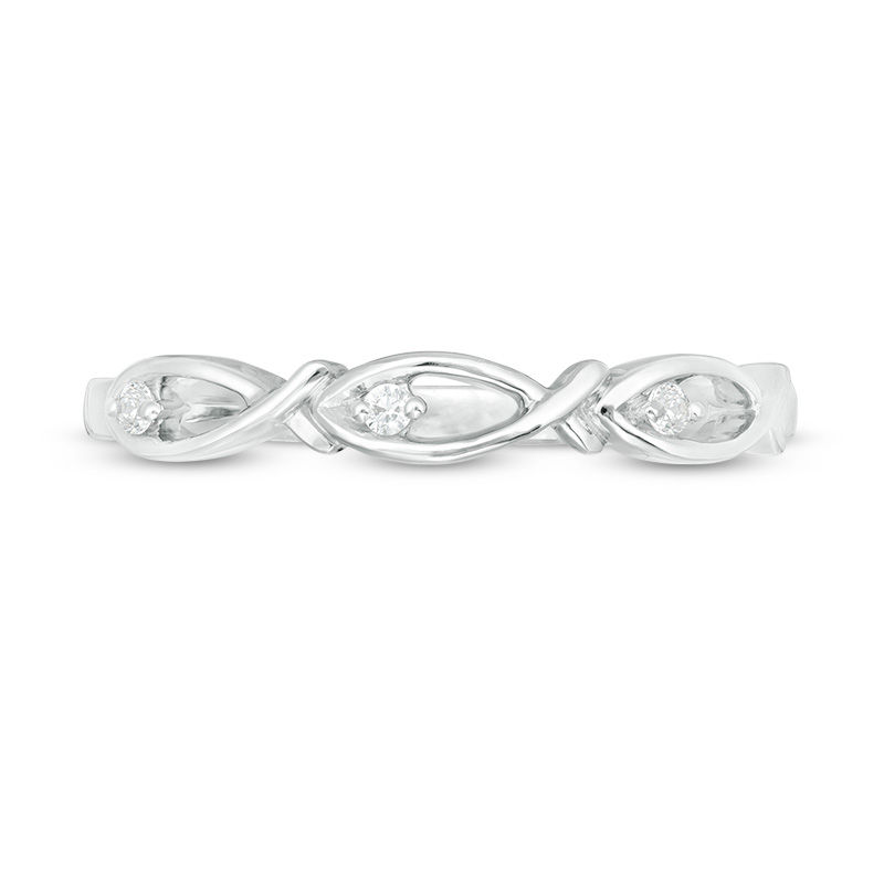 Diamond Accent Ichthys Stackable Ring in Sterling Silver|Peoples Jewellers