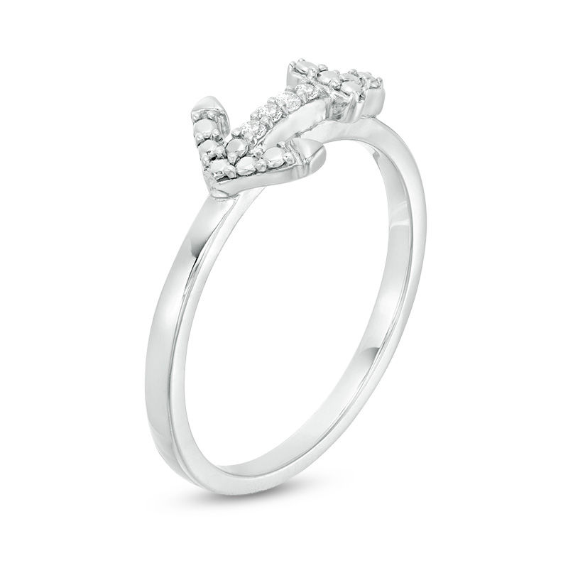 Diamond Accent Sideways Anchor Stackable Ring in Sterling Silver|Peoples Jewellers