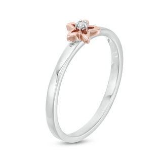 Diamond Accent Starfish Outline Stackable Ring in Sterling Silver and 10K Rose Gold