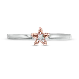 Diamond Accent Starfish Outline Stackable Ring in Sterling Silver and 10K Rose Gold