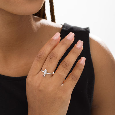 Diamond Accent Seahorse Stackable Ring in Sterling Silver