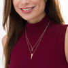 0.086 CT. T.W. Diamond Elongated Triangle Layered Necklace in Sterling Silver and 10K Gold - 20"