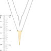 Thumbnail Image 2 of 0.086 CT. T.W. Diamond Elongated Triangle Layered Necklace in Sterling Silver and 10K Gold - 20"