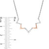 Thumbnail Image 2 of 0.115 CT. T.W. Diamond Alternating Chevron Necklace in Sterling Silver and 10K Rose Gold - 16.5"