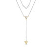 0.115 CT. T.W. Diamond Chevron and Triangle Double Strand "Y" Necklace in Sterling Silver and 10K Gold- 21.5"