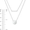 0.065 CT. T.W. Diamond Bar and Disc with Star Double Strand Necklace in Sterling Silver - 20"