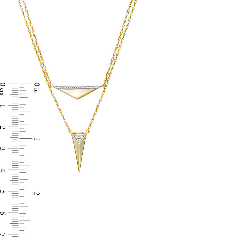 0.085 CT. T.W. Diamond Triangle Double Strand Necklace in 10K Gold - 20"|Peoples Jewellers