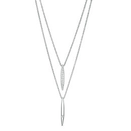 0.115 CT. T.W. Diamond Linear Bar Double Strand Necklace in Sterling Silver - 20&quot;