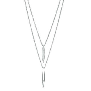 0.115 CT. T.W. Diamond Linear Bar Double Strand Necklace in Sterling Silver - 20"