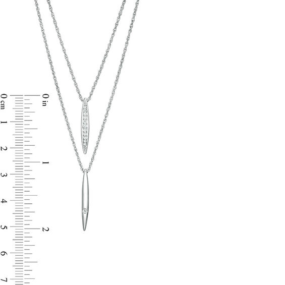 0.115 CT. T.W. Diamond Linear Bar Double Strand Necklace in Sterling Silver - 20"