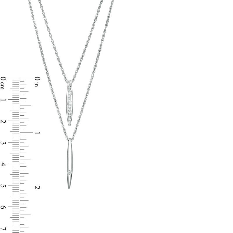 0.115 CT. T.W. Diamond Linear Bar Double Strand Necklace in Sterling Silver - 20"|Peoples Jewellers