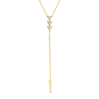 0.085 CT. T.W. Diamond Triple Triangle "Y" Necklace in 10K Gold - 19.75"