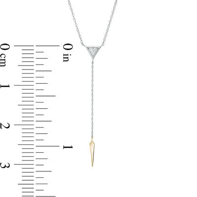 0.065 CT. T.W. Diamond Triangle "Y" Necklace in Sterling Silver and 10K Gold - 19"