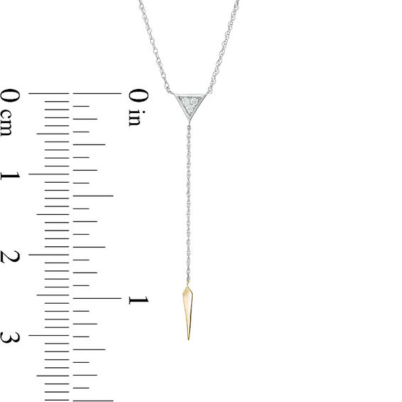 0.065 CT. T.W. Diamond Triangle "Y" Necklace in Sterling Silver and 10K Gold - 19"