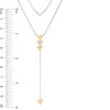 0.115 CT. T.W. Diamond Chevron and Triangle Double Strand "Y" Necklace in Sterling Silver and 10K Gold - 21.5"